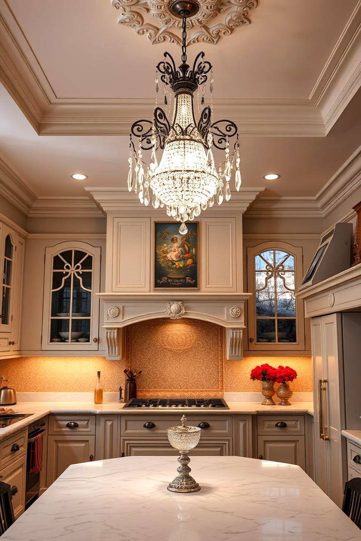 Crystal Chandeliers for a Touch of Luxury - 25 Victorian Kitchen Ideas