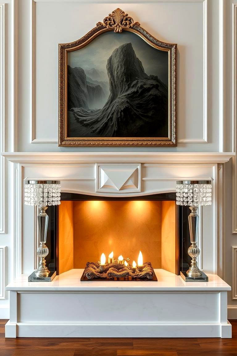 Crystal Table Lamps on the Mantel - 25 Fireplace Mantel Lighting Ideas