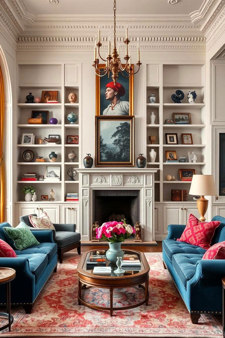 Curated Collectibles on Display - 25 Mansion Living Room Ideas