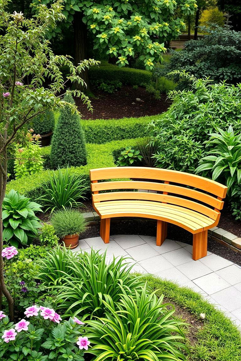 Curved Bench for a Welcoming Shape - 25 Garden Bench Ideas