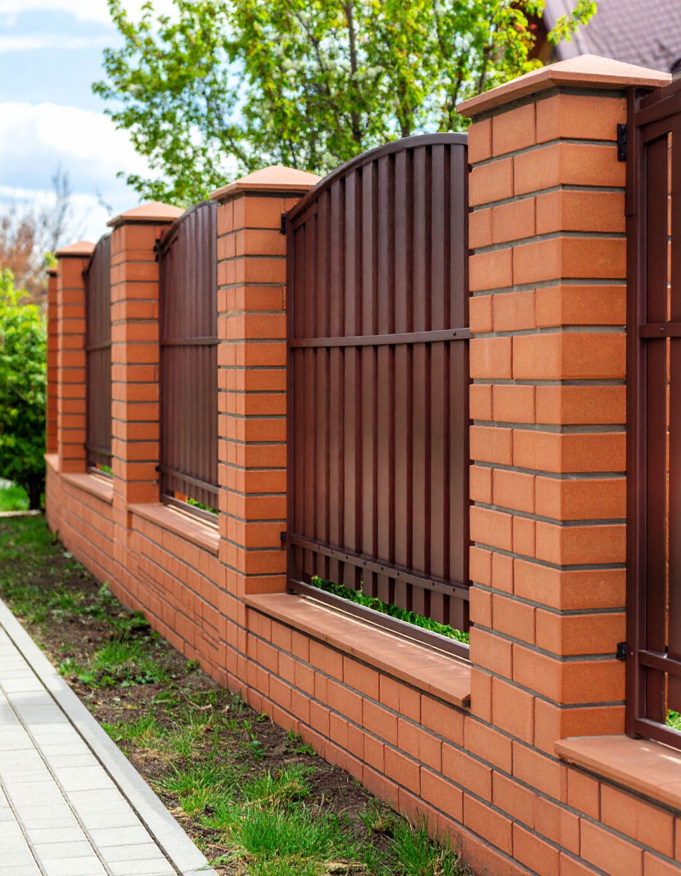 Curved Brick Fence Design
