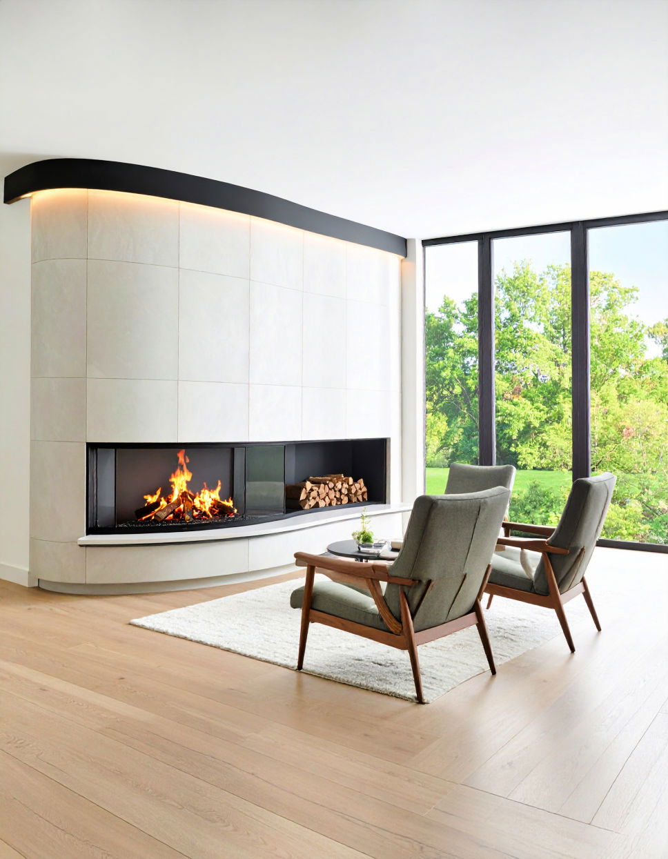 Curved Fireplace Design Idea