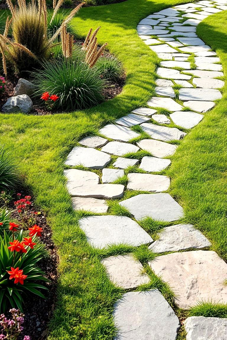 Curved Flagstone Walkway for a Natural Look - 25 Flagstone Walkway Ideas