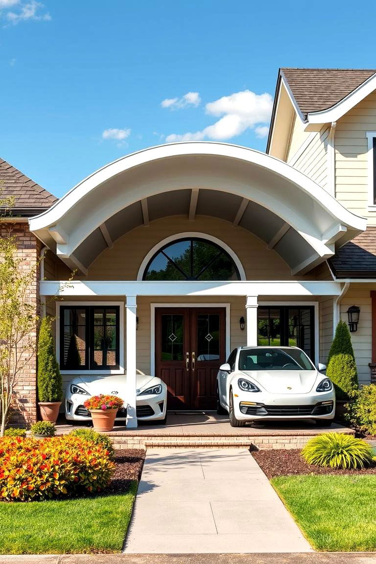 Curved Roof Car Porch - 25 Car Porch Design Ideas