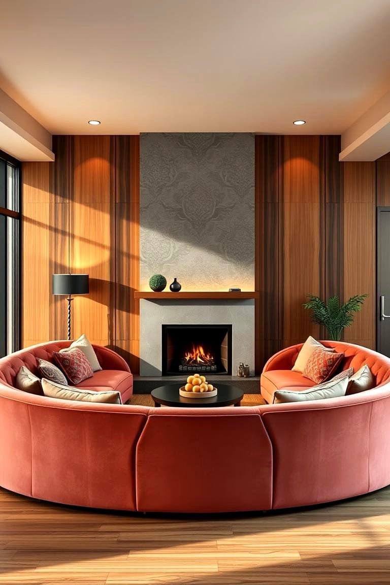 Curved Sofa for a Unique Shape - 25 Fireplace Seating Ideas