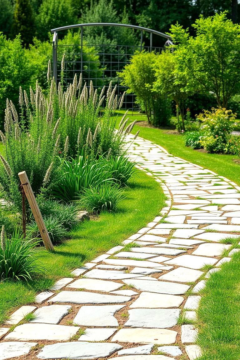 Curved Stone Walkway - 25 Farmhouse Walkway Ideas