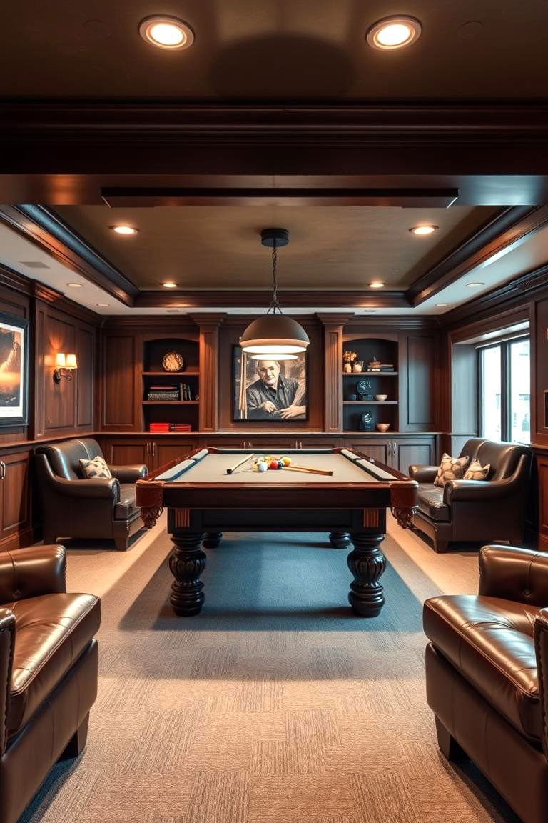 Custom Billiards or Pool Table Area - 25 Luxury Man Cave Ideas