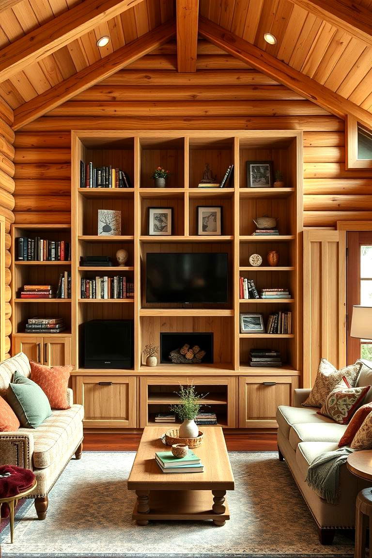 Custom Built Shelving - 25 Cabin Living Room Ideas