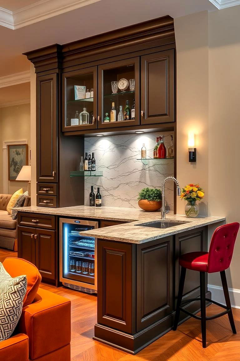 Custom Built in Bar or Refreshment Station - 25 Mansion Living Room Ideas