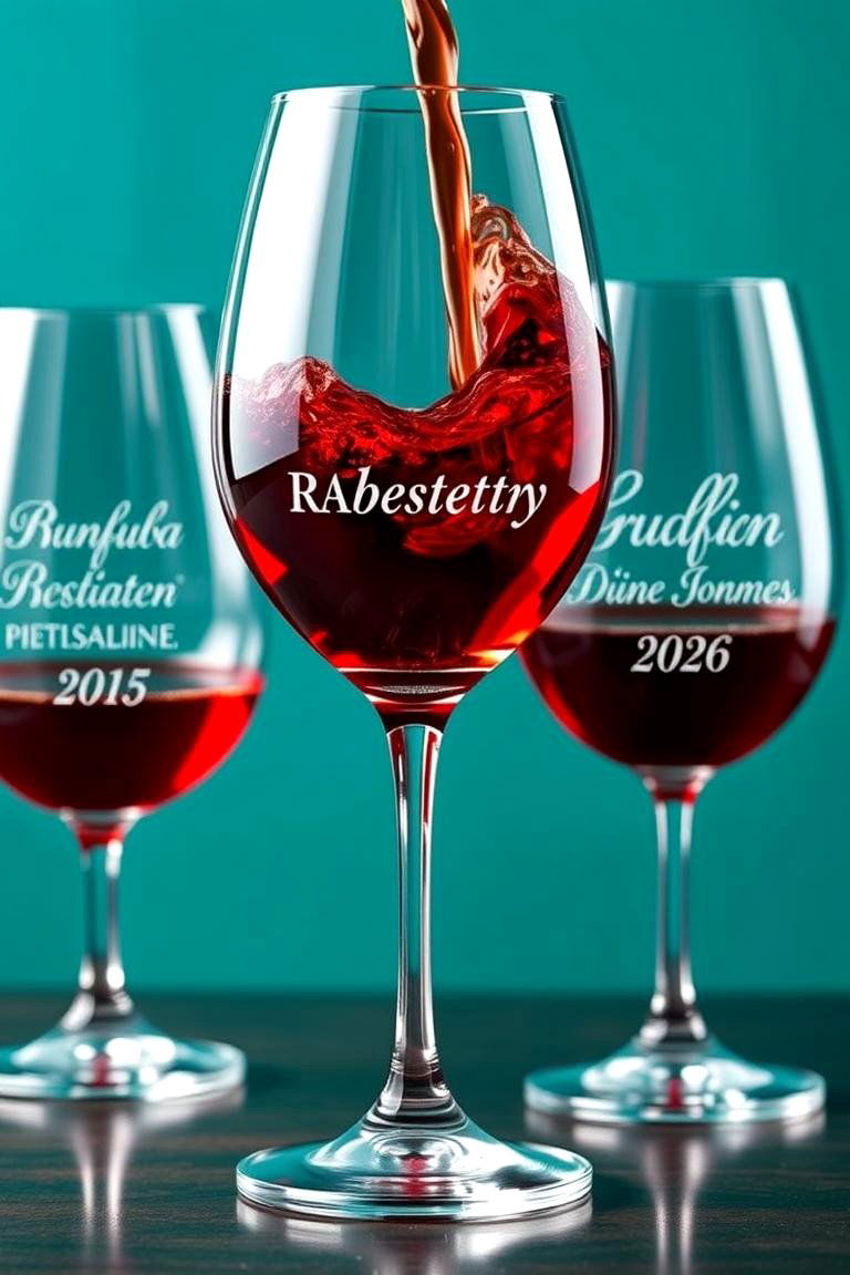 Custom Engraved Wine Glasses - 25 First Wedding Anniversary Gift Ideas