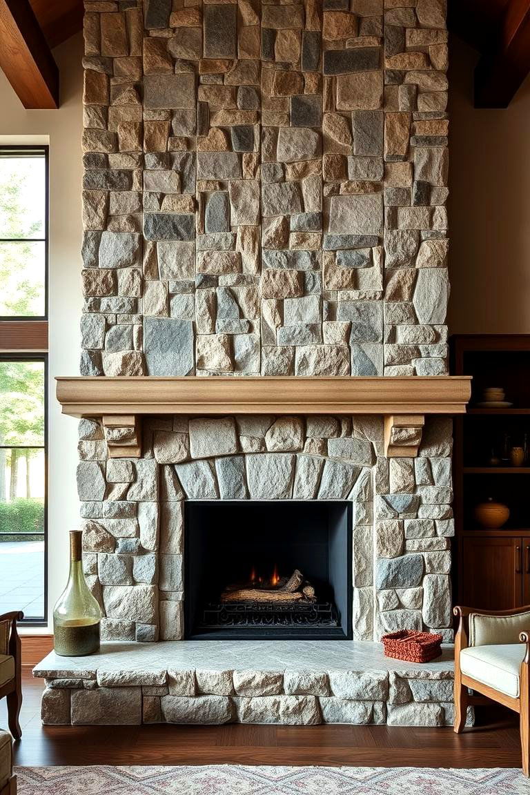 Custom Made Stone for a One of a Kind Look - 25 Floor to Ceiling Stone Fireplace Ideas