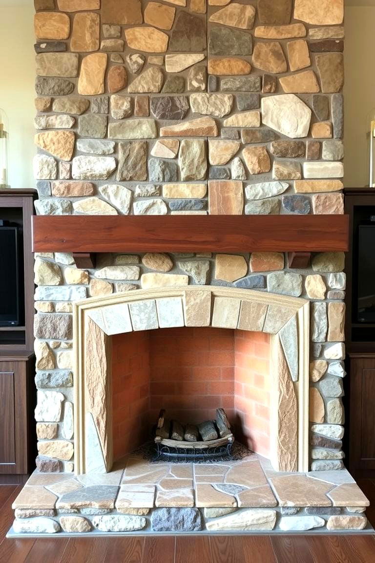 Custom Stonework Hearth for Unique Appeal - 25 Fireplace Hearth Ideas