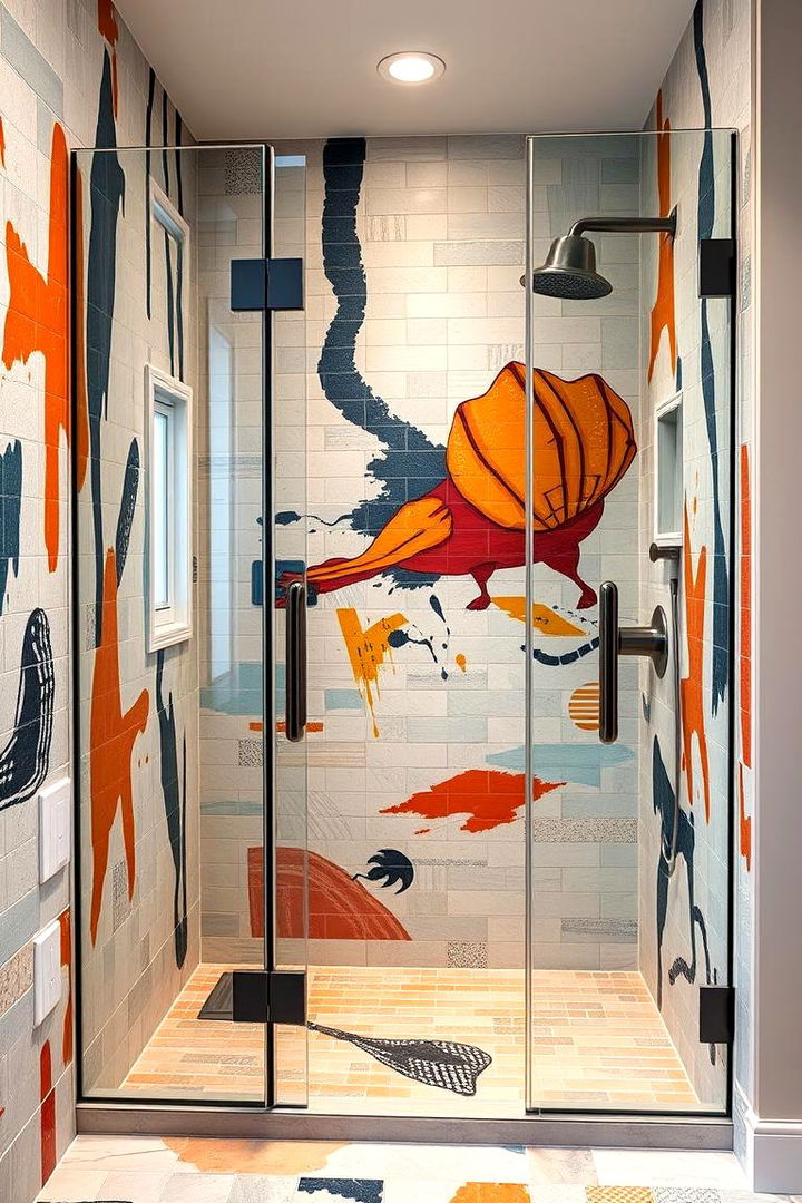 Custom Tile Murals for a Personalized Touch - 25 Walk-in Shower Tile Ideas