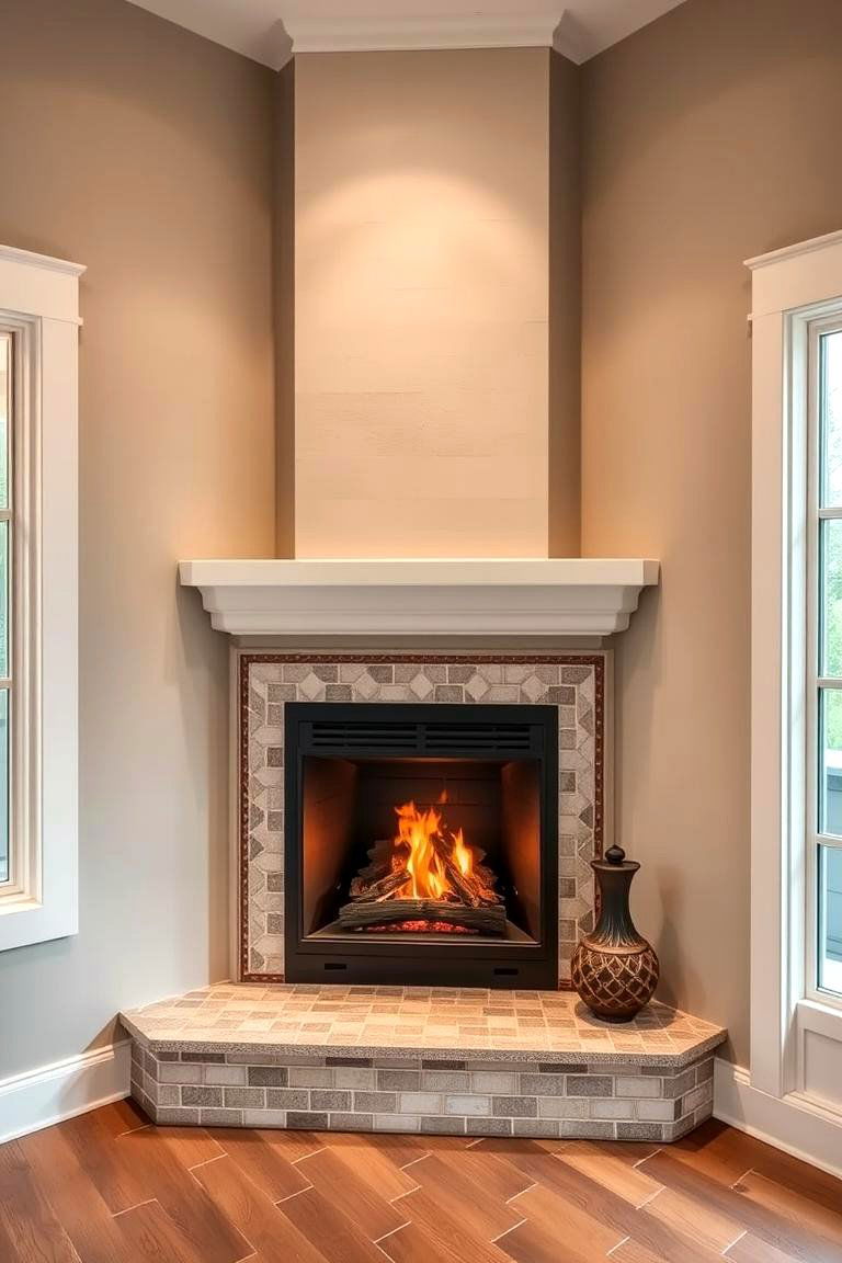 Custom Tiled Surround for Artistic Expression - 25 Corner Gas Fireplace Ideas