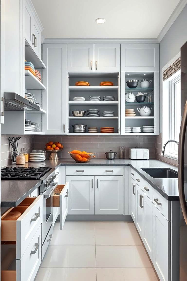 Customizable Shelving and Compartments - 25 Floor to Ceiling Kitchen Cabinets