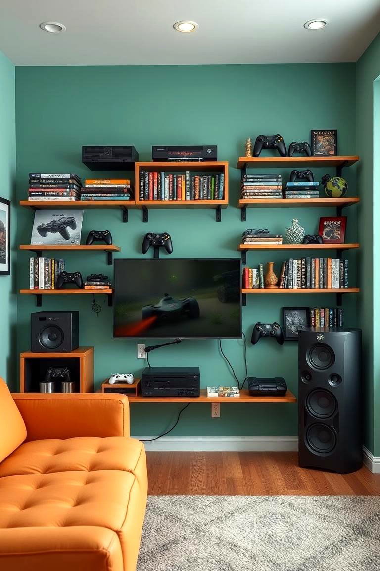 Customizable Wall Shelves - 25 Game Room Ideas