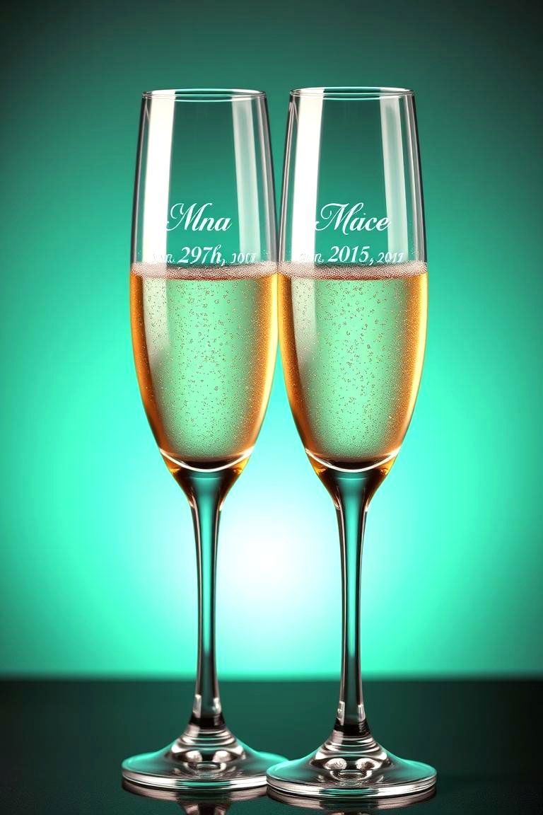 Customized Champagne Flutes - 25 First Wedding Anniversary Gift Ideas