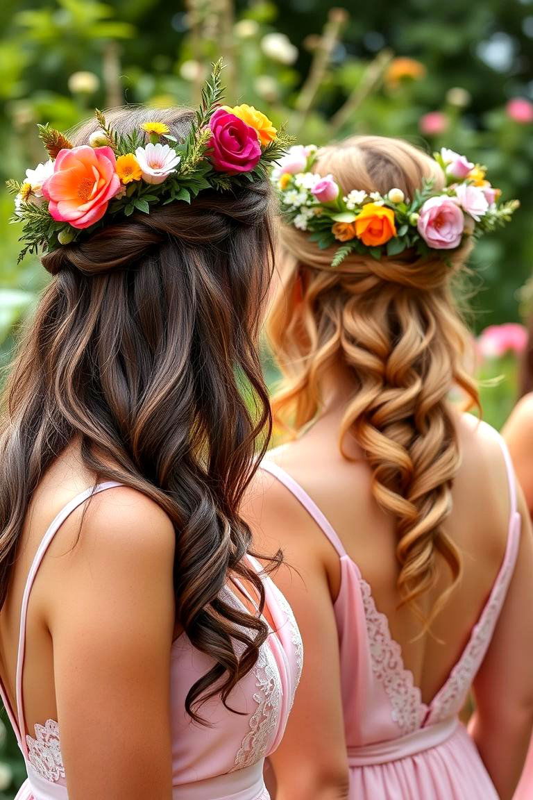 DIY Flower Crowns for Bridesmaids - 25 Garden Wedding Ideas