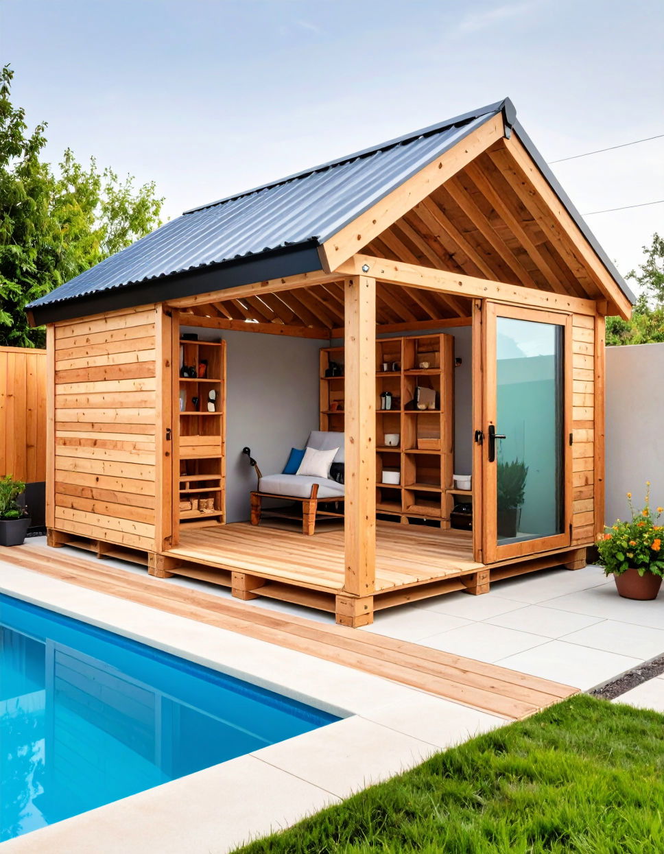 DIY Pallet Pool Shed
