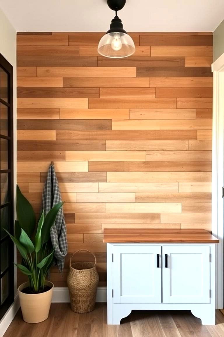 DIY Pallet Wall for Rustic Texture - 25 Farmhouse Mudroom Ideas