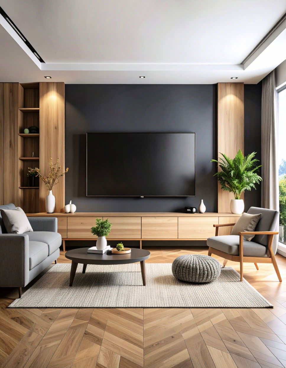 Dark Accent Wall for Contrast Tv Wall Ideas