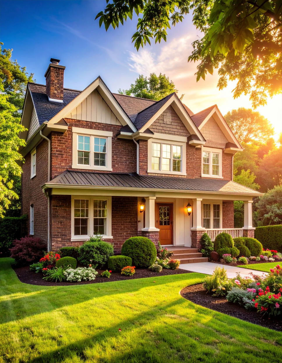 Dark Brown Brick with Cream Trim