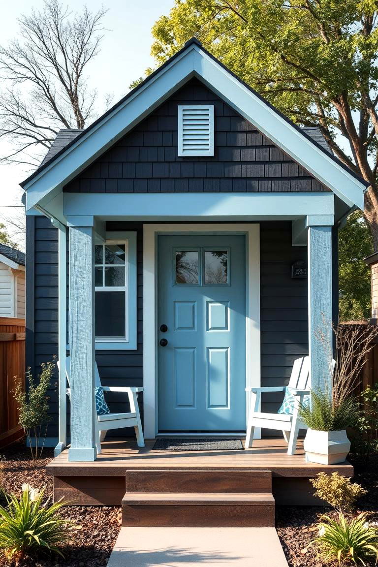 Dark Gray and Light Blue - 25 Exterior Color Palettes for Small Homes