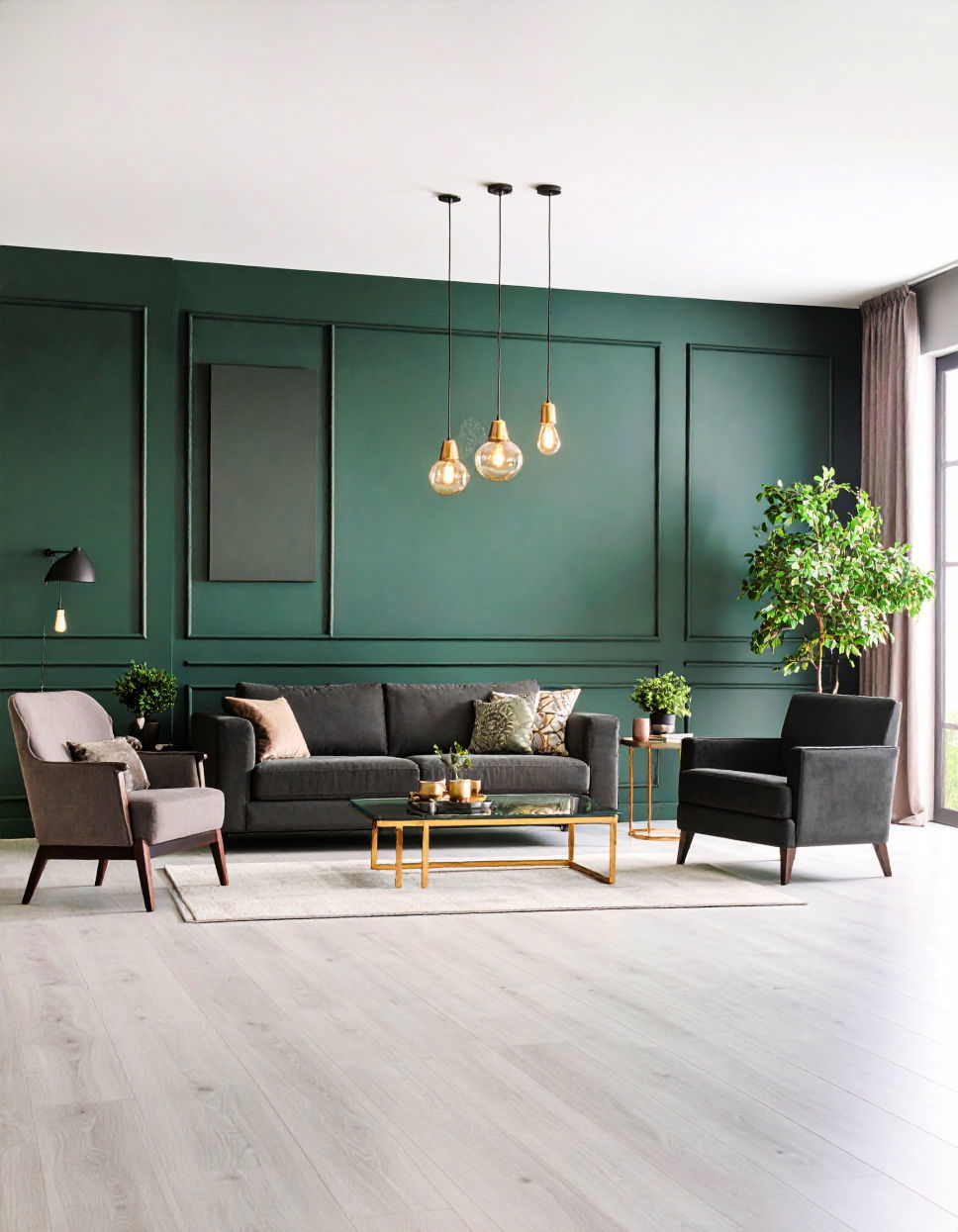 Dark Green Walls with Light Grey Floor