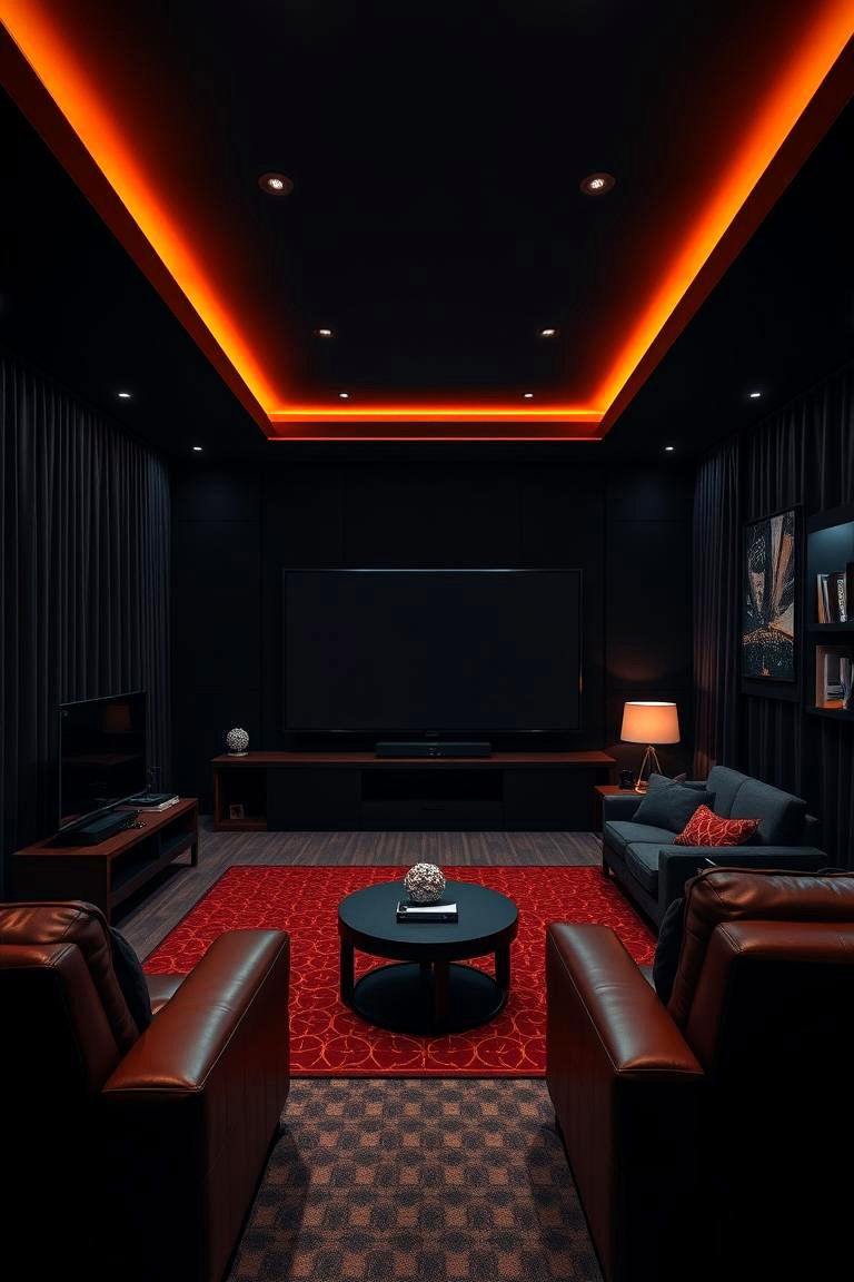 Dark Moody Lighting for Dramatic Effect - 25 Tv Room Ideas