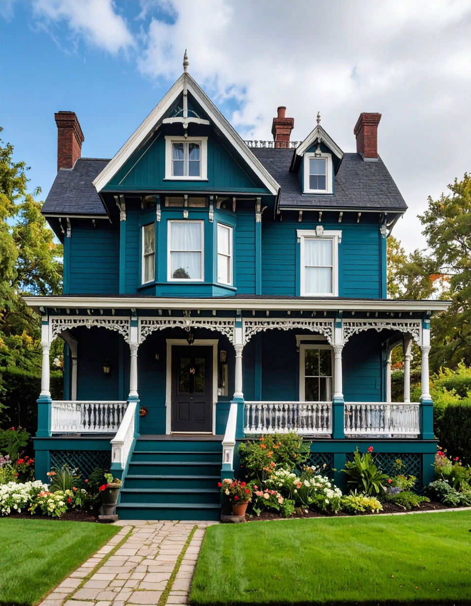 Dark Teal Green for Dramatic Flair Green Victorian House Colors