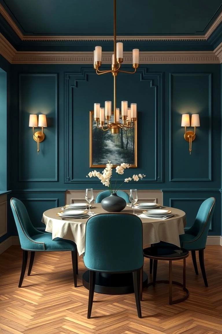 Dark Teal and Soft Taupe for a Balanced Elegant Look - 25 Two Tone Wall Paint Ideas