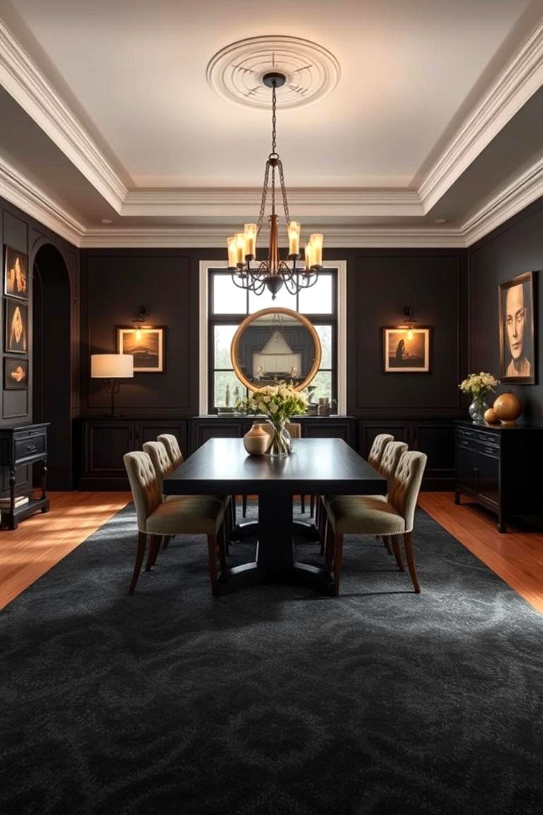 Dark Tones for a Cozy Intimate Setting - 25 Carpeted Dining Room Ideas