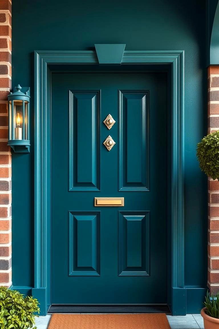 Dark Turquoise for a Dramatic Look - 25 Turquoise Front Door Ideas