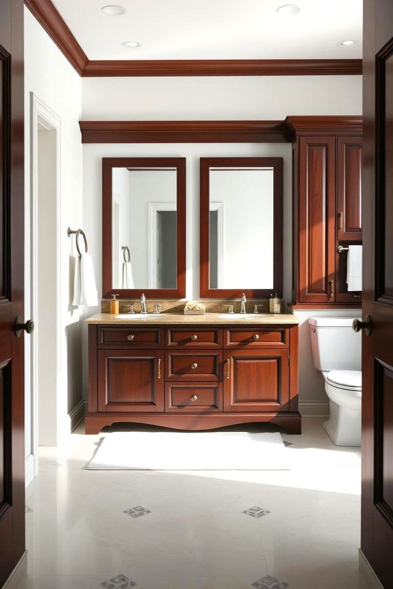 Dark Wood Vanities for Richness - 25 Traditional Bathroom Ideas