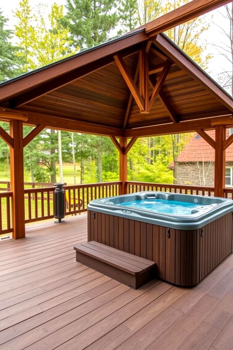 Deck with Hot Tub for Ultimate Relaxation - 25 Covered Deck Ideas