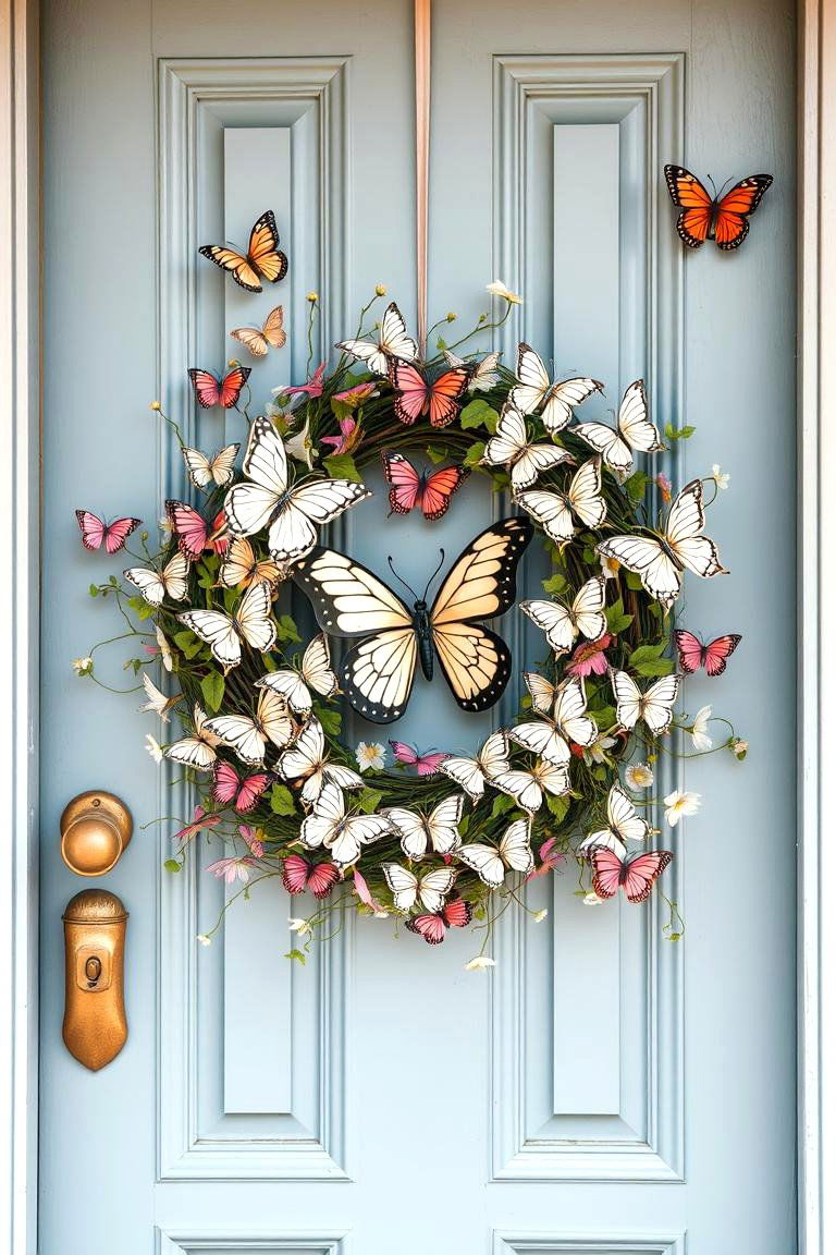 Decorate with Butterfly Accents - 25 Spring Front Door Decor Ideas