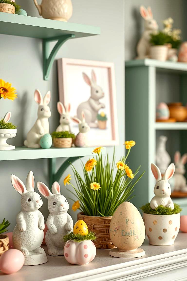 Decorating with Easter or Spring Themed Figurines - 25 Spring Decor Ideas