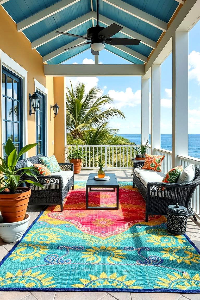 Decorating with Outdoor Rugs - 25 Lanai Porch Ideas
