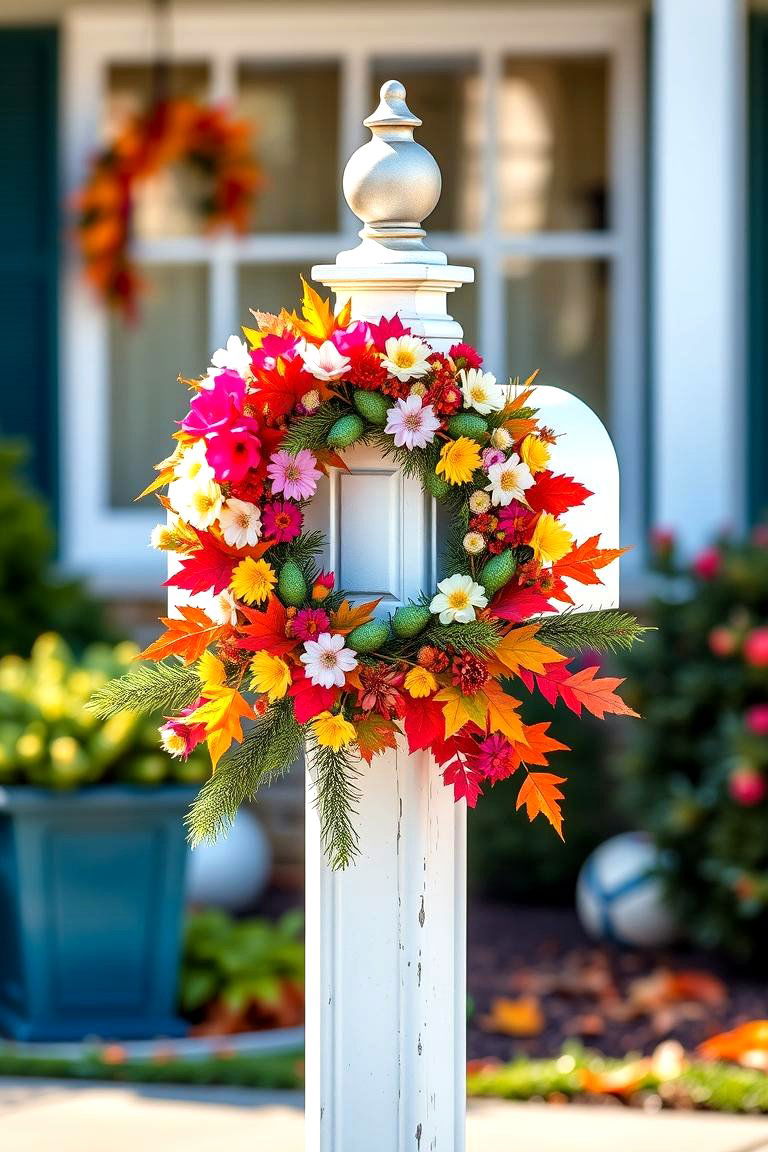 Decorating with Seasonal Adornments and Swags - 25 Mailbox Post Ideas