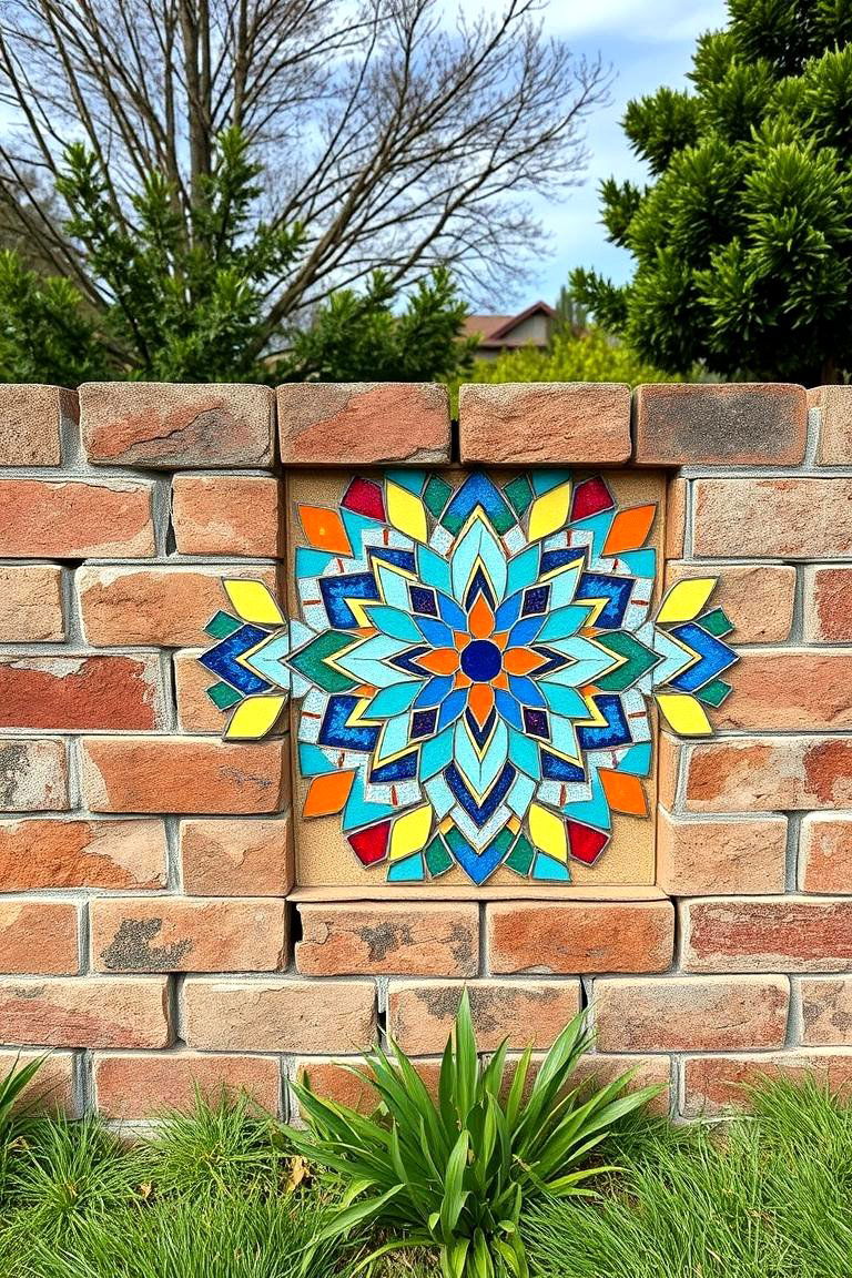 Decorative Cinder Block Fence with Mosaic Art - 25 Cinder Block Fence Ideas