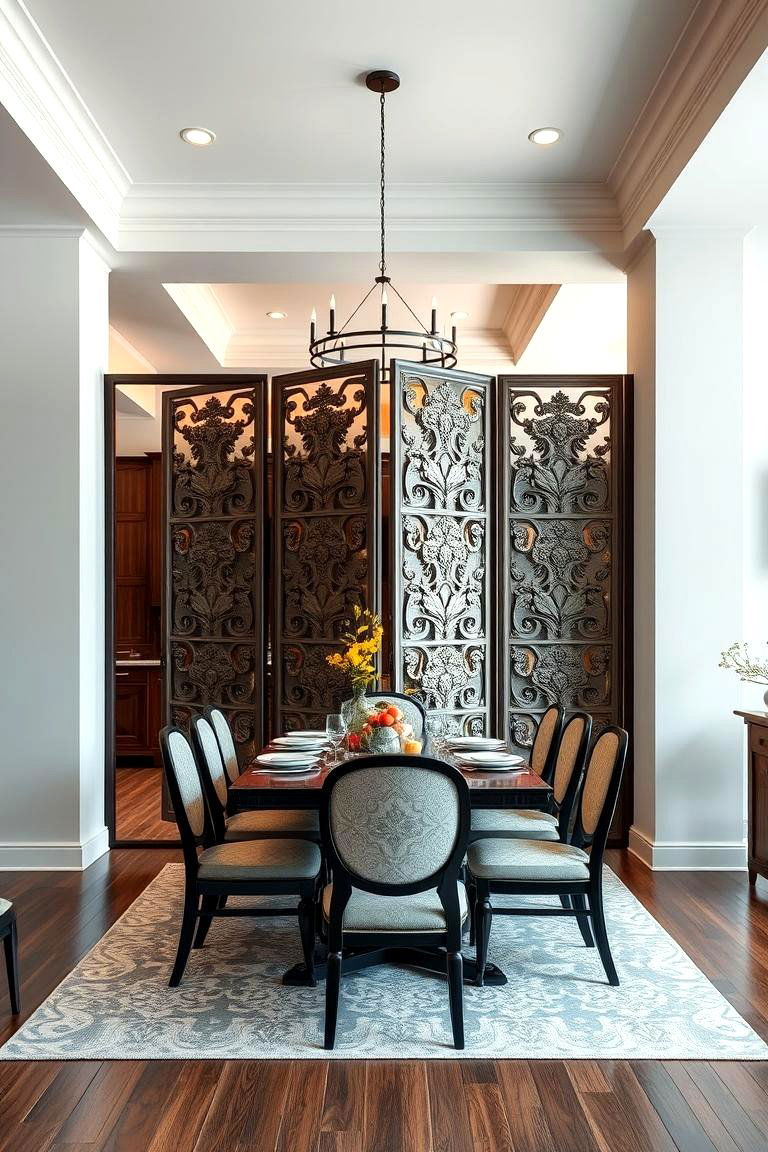 Decorative Screens for Intimacy - 25 Luxury Dining Room Ideas