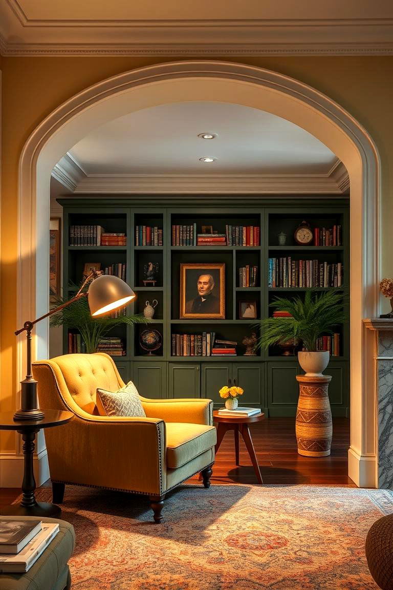 Dedicated Reading Nook with Comfortable Seating - 25 Mansion Living Room Ideas