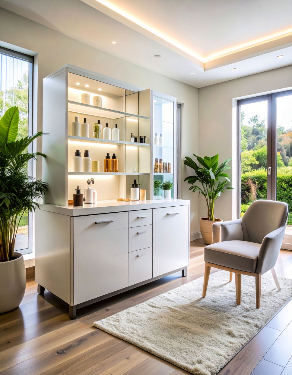 Dedicated Skincare Zone with Mini Fridge