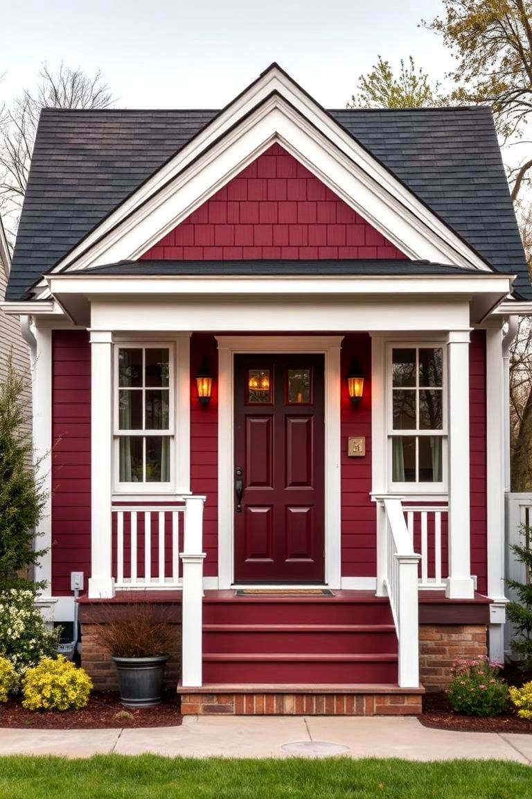 Deep Burgundy and White - 25 Exterior Color Palettes for Small Homes