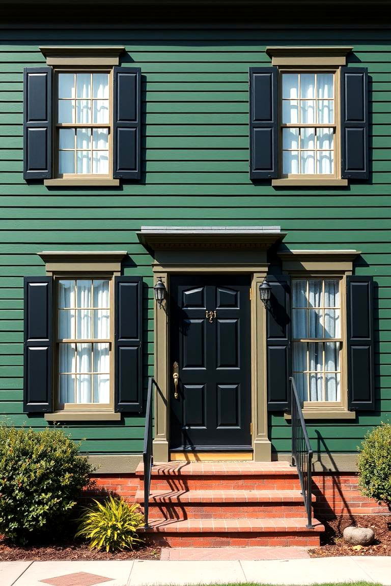 Deep Green with Black Shutters - 25 Green House Exterior With Black Trim