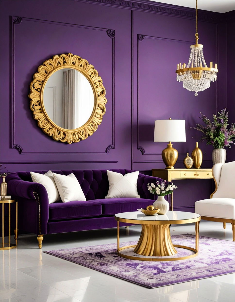 Deep Plum and Gold for Bohemian Opulence Two Colour Combination for Living Room