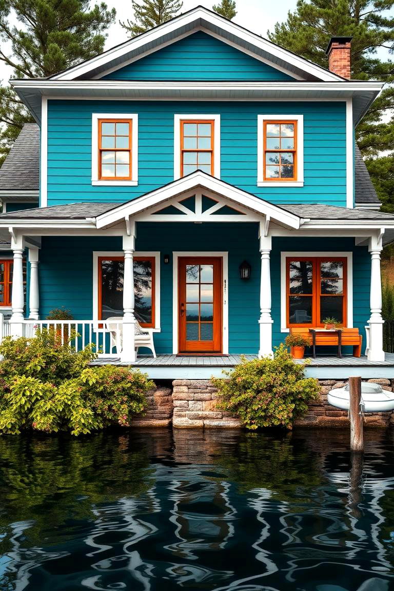 Deep Teal for Coastal Depth - 25 Lake House Exterior Colors Ideas