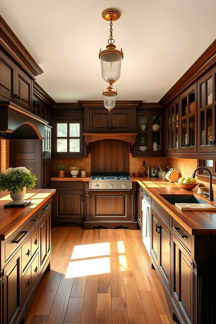 Deep Wooden Countertops for Warmth - 25 Victorian Kitchen Ideas