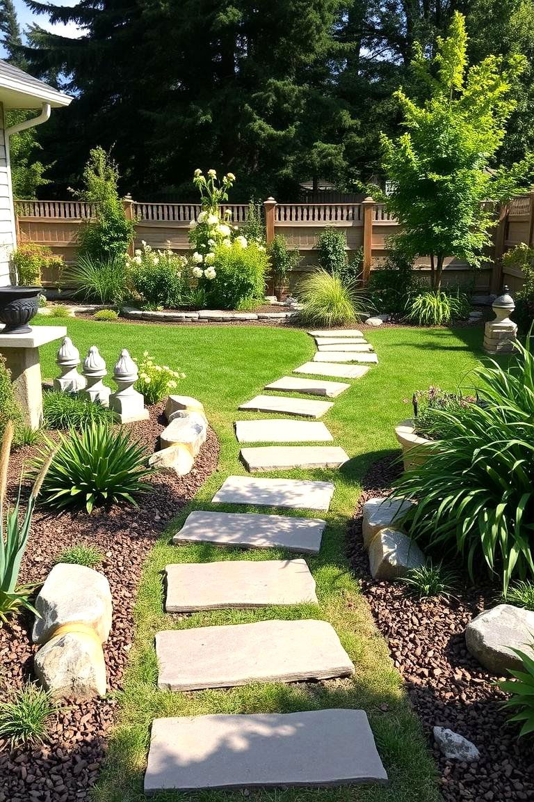Design with Pathways and Stepping Stones - 25 Low Maintenance Backyard Landscaping Ideas