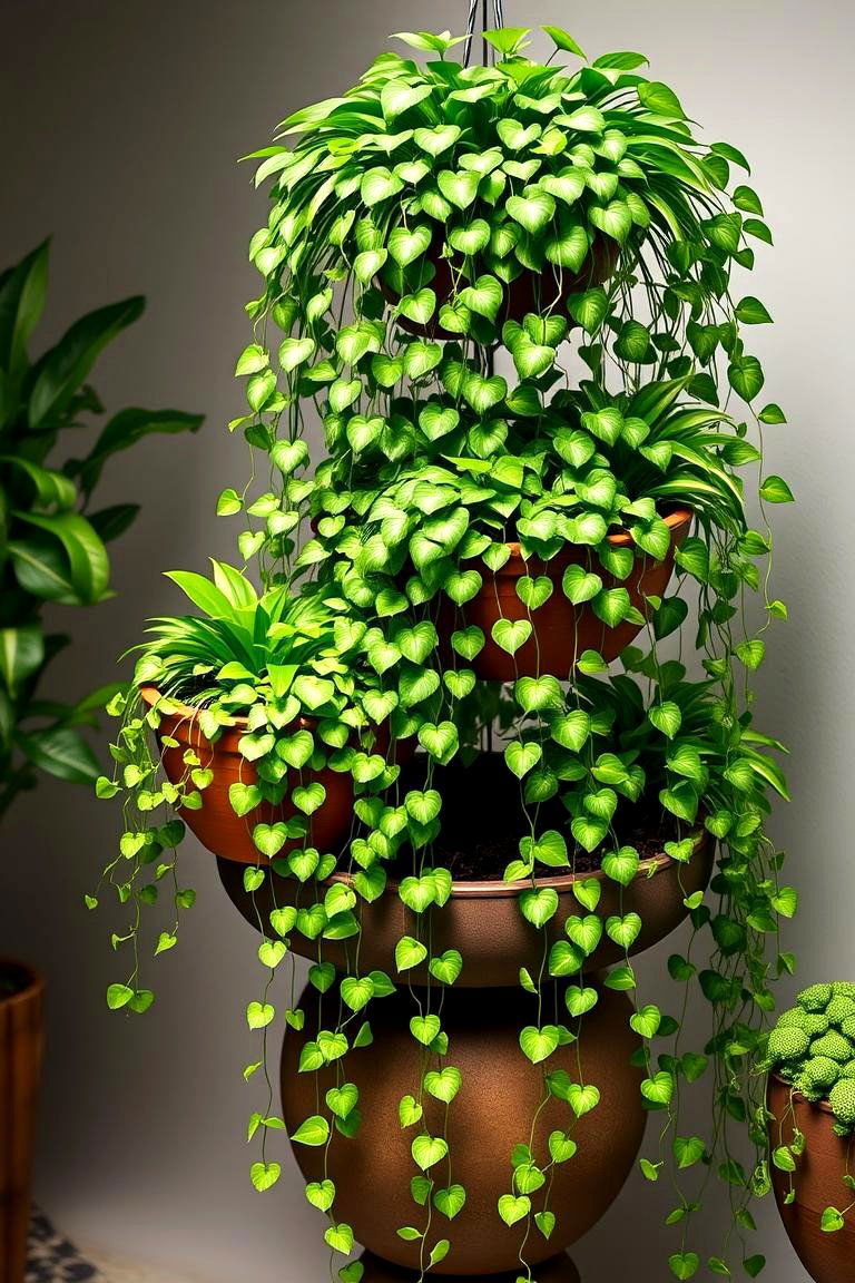 Designing a Cascading Green Waterfall - 25 Potted Plant Arrangement Ideas